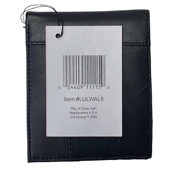 NWT Embassy Genuine Soft Leather Black Bi-Fold Wallet Style LULWALS - Picture 4 of 6